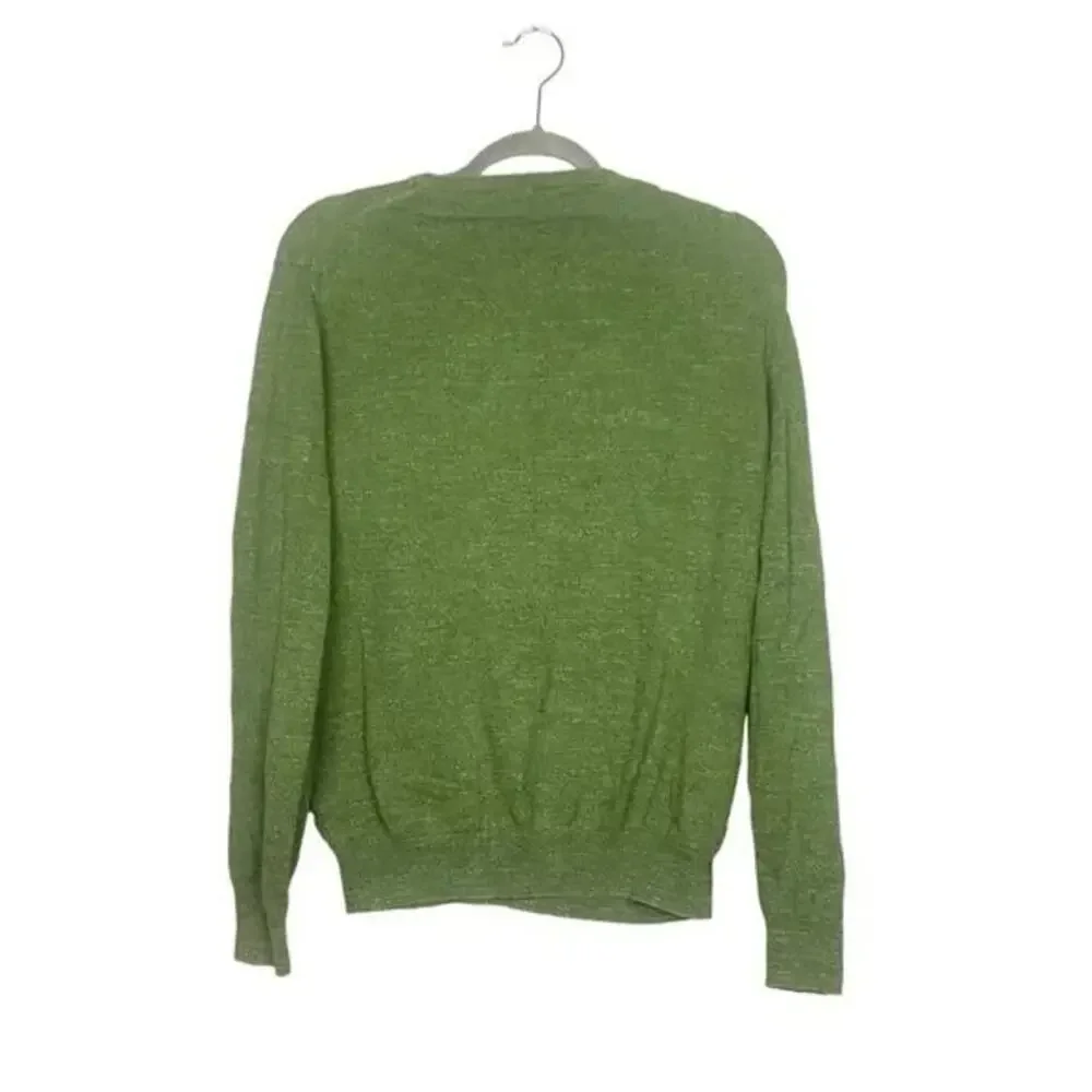 J. Crew Mens Breathable V Neck Long Sleeve Pullover Sweater Cotton L Green